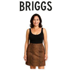 Vintage Y2K Brown Black Faux Suede Snakeskin Mini Skirt Briggs Petite 8P 6P